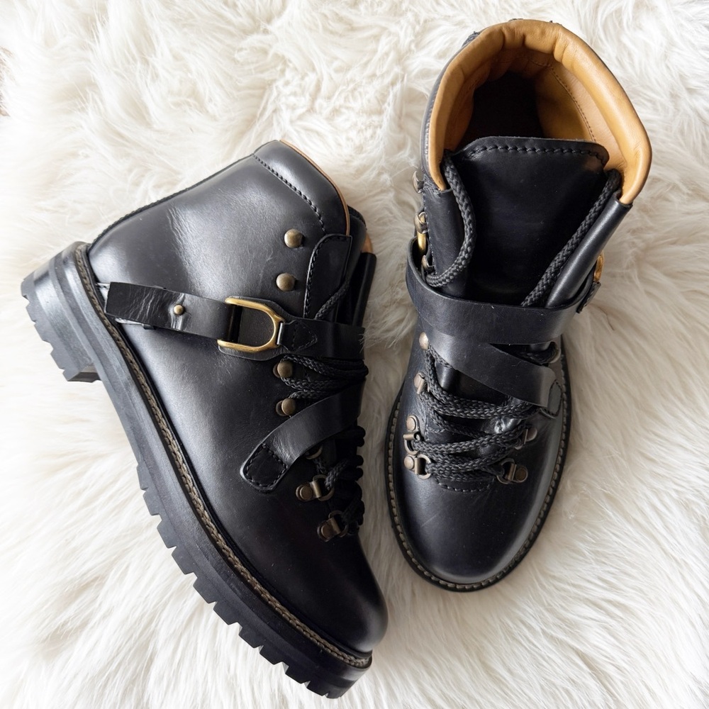 RALPH LAUREN Purple Label black leather Dimicia Wellington hand-burnished boots